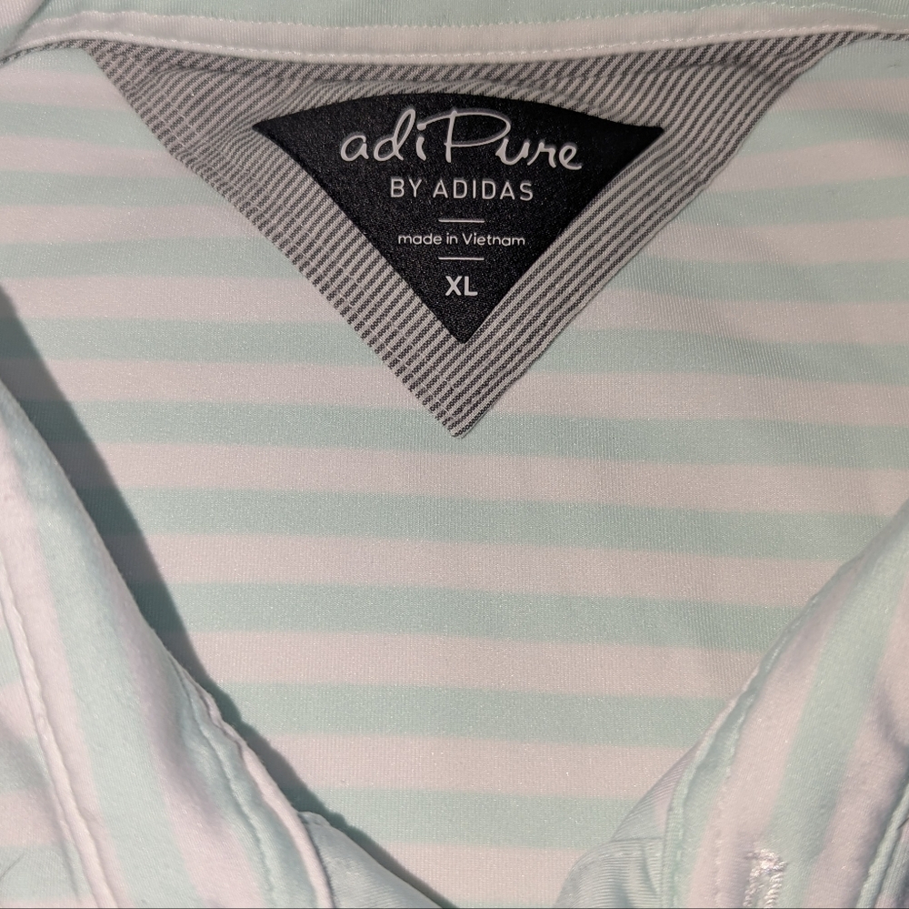 Adidas Adipure Men's XL Light Green Striped Golf Polo Shirt With PGA Tenn Logo - Picture 2 of 3